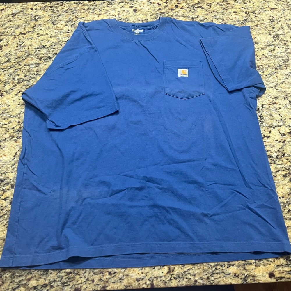 Carhartt‎ Mens K87 Workwear Pocket T-Shirt Blue 100% Cotton Short Sleeve 2XL